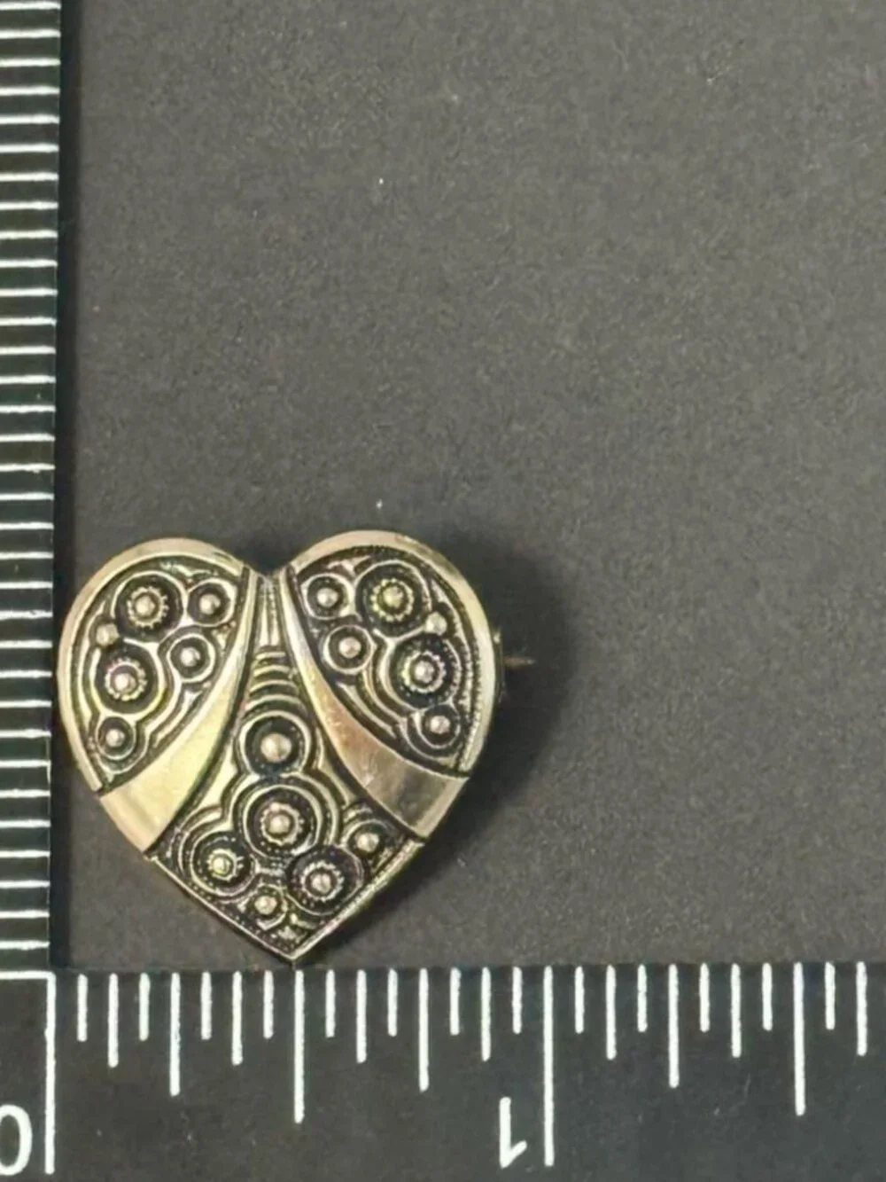 Heart Brooch Pin Gold Tone Vintage Etched Swirl Design